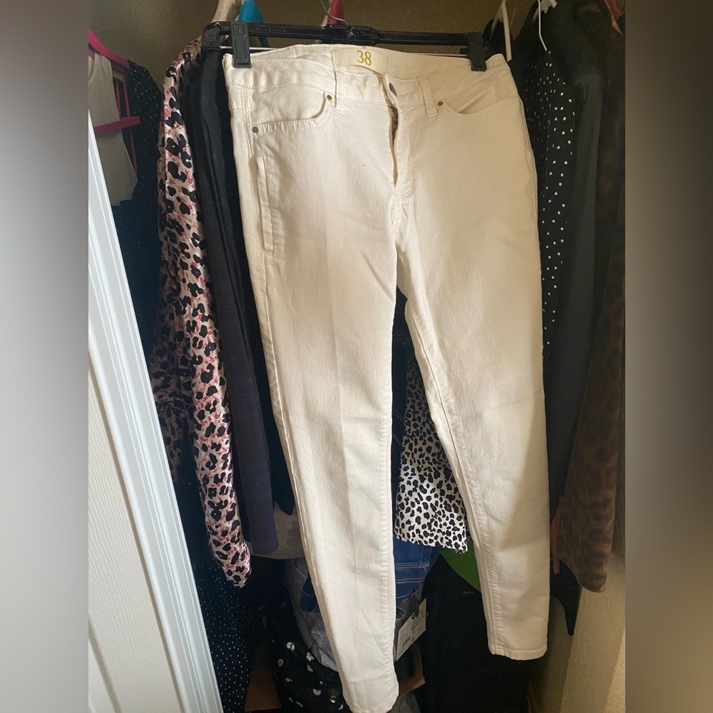 Zara Cream High-Rise Skinny Jeans